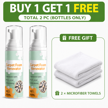 Last Day Special Price ! Buy 1 Get 1 Free Waterless Carpet Foam Stain Remover with Towel